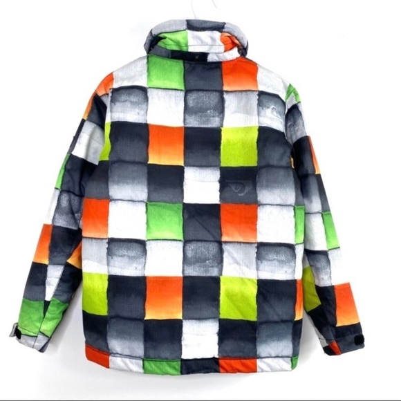 QUIKSILVER Mission Window Plaid 10K Ski Snowboarding Fit Jacket in Neon Green - Picture 3 of 8
